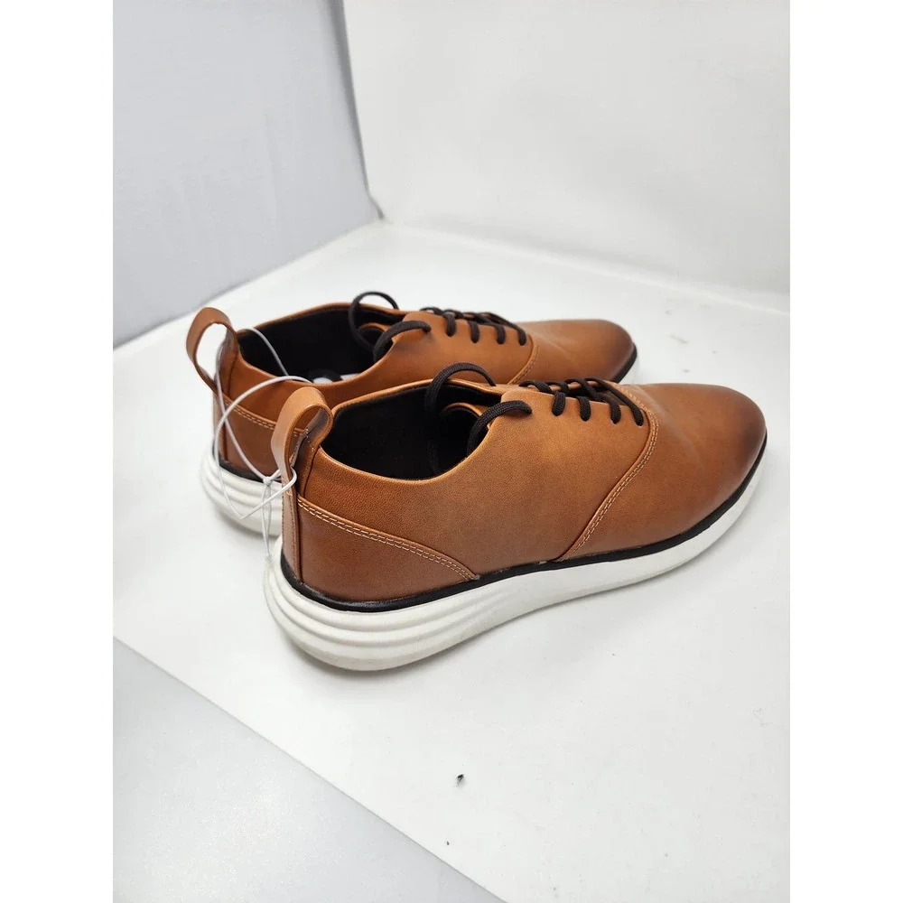 Goodfellow & Co Mens Lace Up Oxford Sneakers Brown Faux Leather Size 9